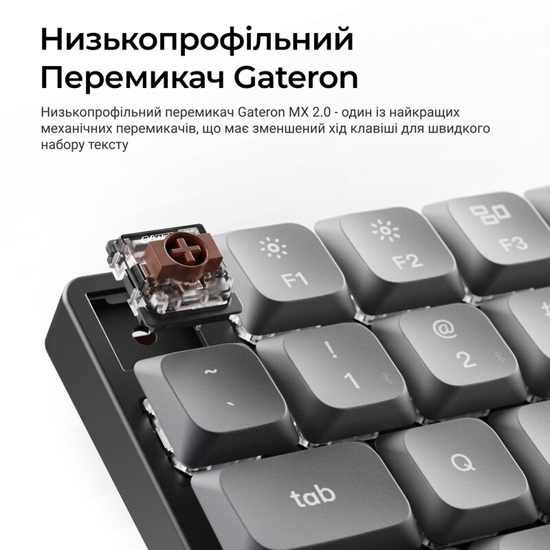 Клавіатура бездротова Keychron K3 Max, Gateron MX 2.0 Brown, Hot-Swap, RGB UA Black (K3M-H3-UA)