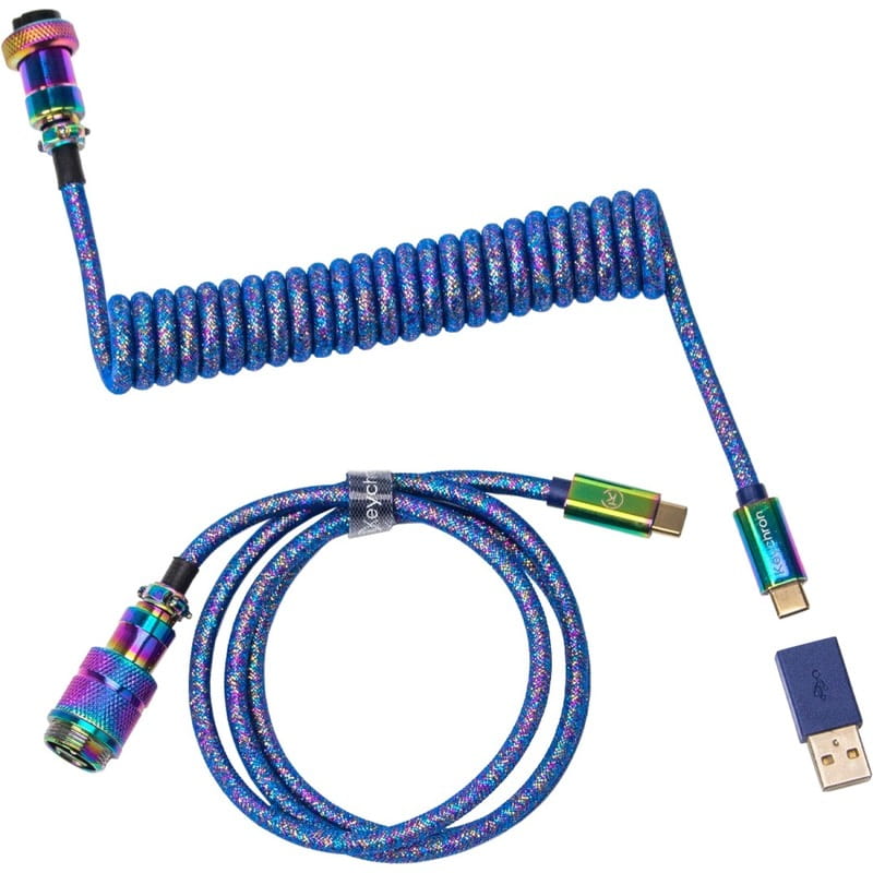 Кабель для клавіатури Keychron Premium Coiled Aviator Cable Straight Rainbow Palted Blue (CAB6_KEYCHRON)