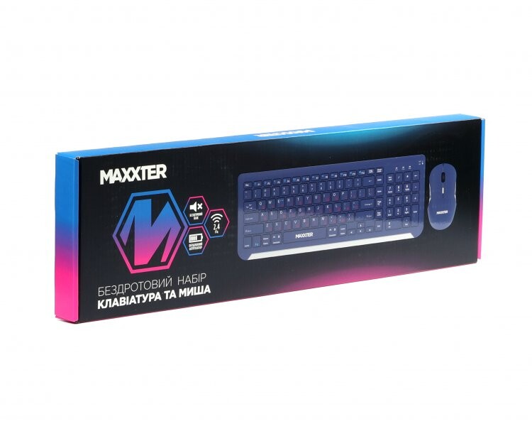 Комплект (клавиатура, мышь) беспроводной Maxxter KMS-WCM-01BL-UA Dark Blue
