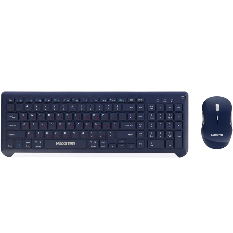Комплект (клавиатура, мышь) беспроводной Maxxter KMS-WCM-01BL-UA Dark Blue