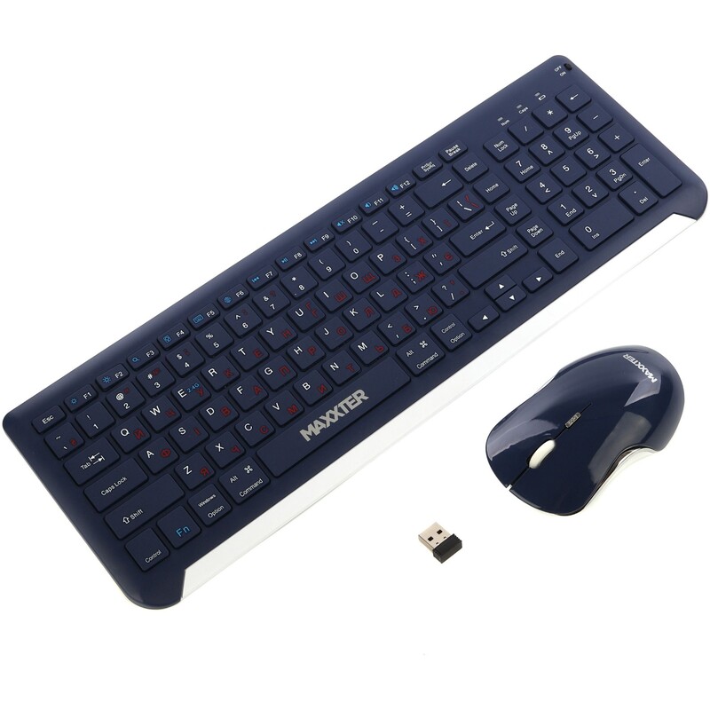 Комплект (клавиатура, мышь) беспроводной Maxxter KMS-WCM-01BL-UA Dark Blue