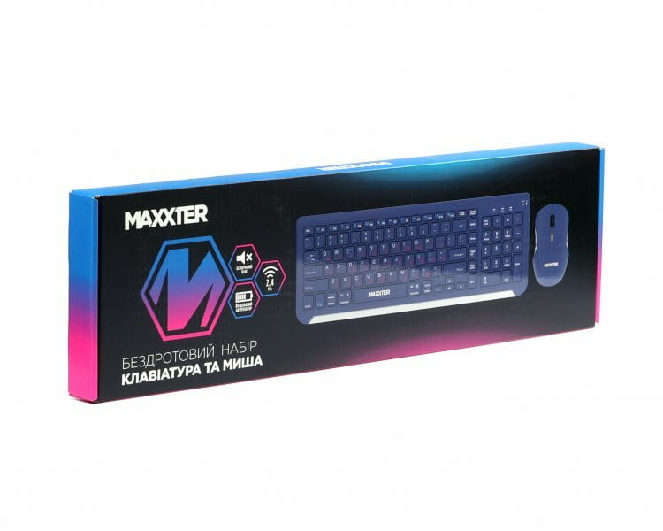 Комплект (клавіатура, миша) бездротовий Maxxter KMS-WCM-01BL-UA Dark Blue