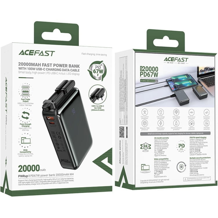 Універсальна мобільна батарея Acefast Magnetic M4 20000mAh 67W Black (6974316282723)