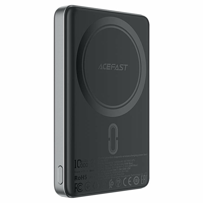 Універсальна мобільна батарея Acefast Magnetic M12 10000mAh 20W Qi-15W Black (6974316283393)