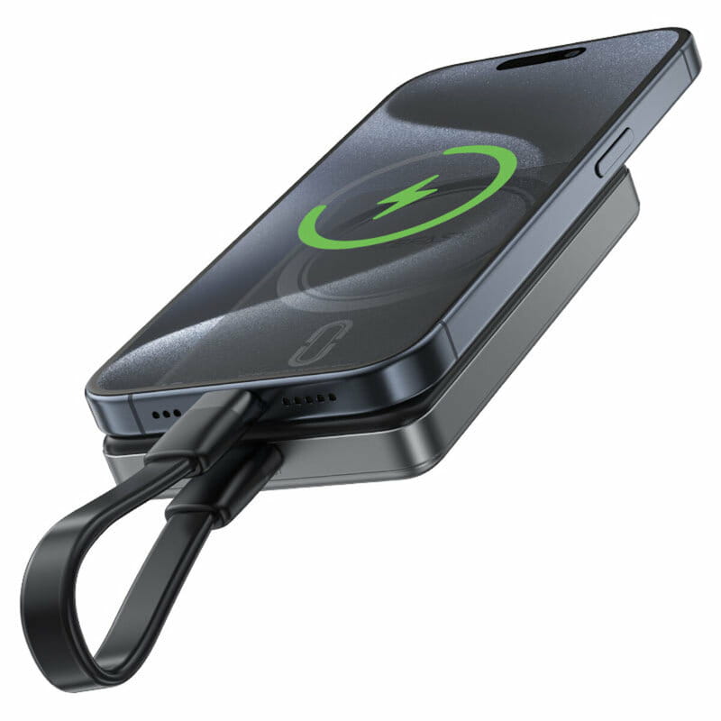 Універсальна мобільна батарея Acefast Magnetic M12 10000mAh 20W Qi-15W Black (6974316283393)
