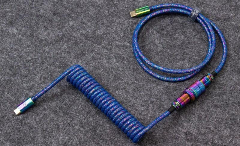 Кабель для клавиатуры Keychron Premium Coiled Aviator Cable-Straight Rainbow Palted black (CAB5_KEYCHRON)