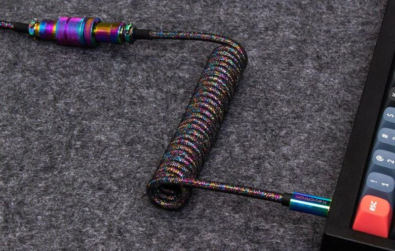 Кабель для клавиатуры Keychron Premium Coiled Aviator Cable-Straight Rainbow Palted black (CAB5_KEYCHRON)