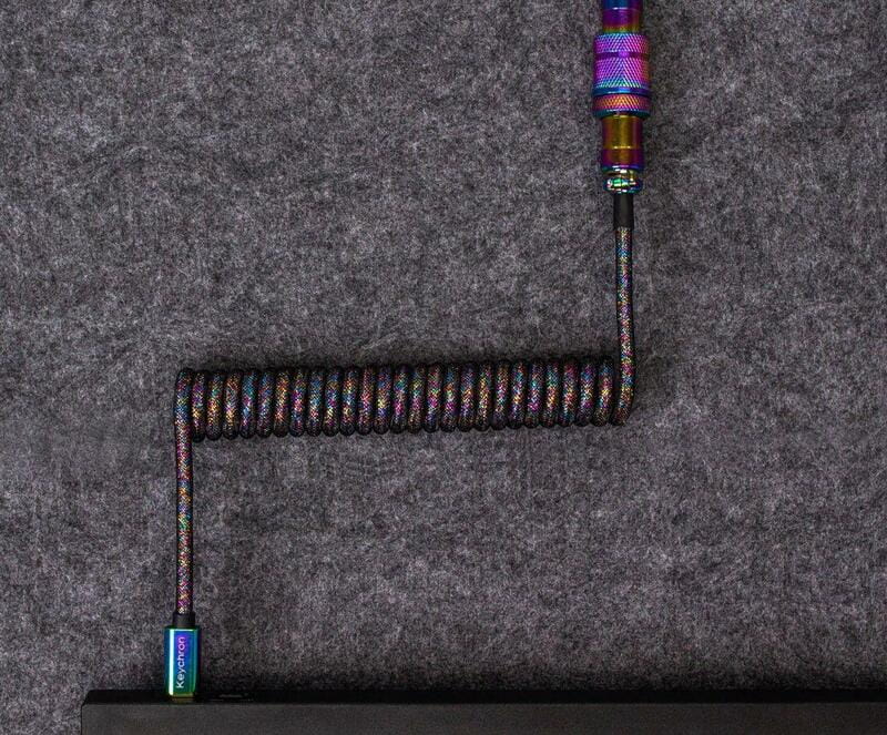 Кабель для клавиатуры Keychron Premium Coiled Aviator Cable-Straight Rainbow Palted black (CAB5_KEYCHRON)