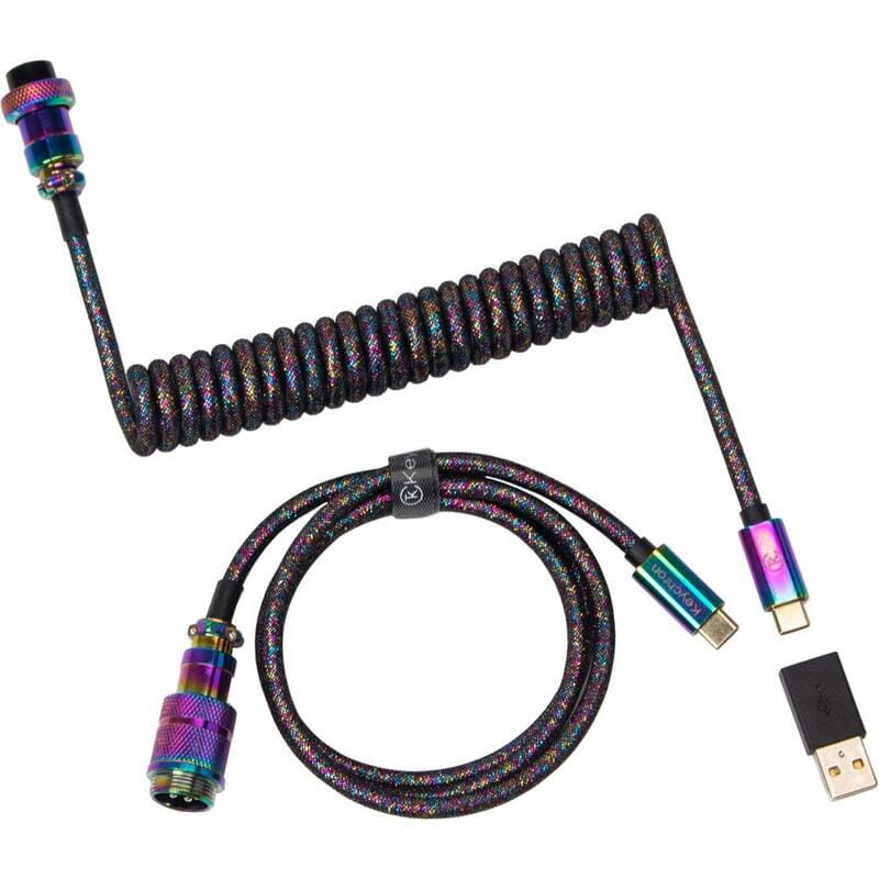 Кабель для клавиатуры Keychron Premium Coiled Aviator Cable-Straight Rainbow Palted black (CAB5_KEYCHRON)