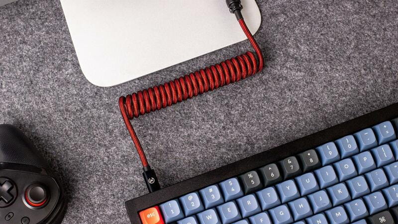 Кабель для клавіатури Keychron Premium Coiled Aviator Cable-Straight Red (CAB2_KEYCHRON)