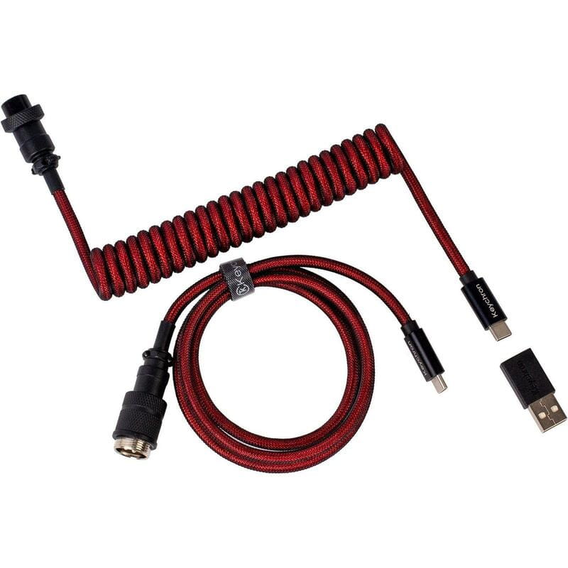 Кабель для клавіатури Keychron Premium Coiled Aviator Cable-Straight Red (CAB2_KEYCHRON)