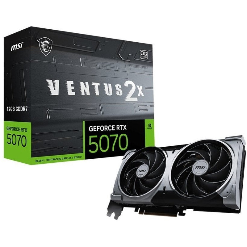 Видеокарта GF RTX 5070 12GB GDDR7 Ventus 2X OC MSI (GeForce RTX 5070 12G VENTUS 2X OC)