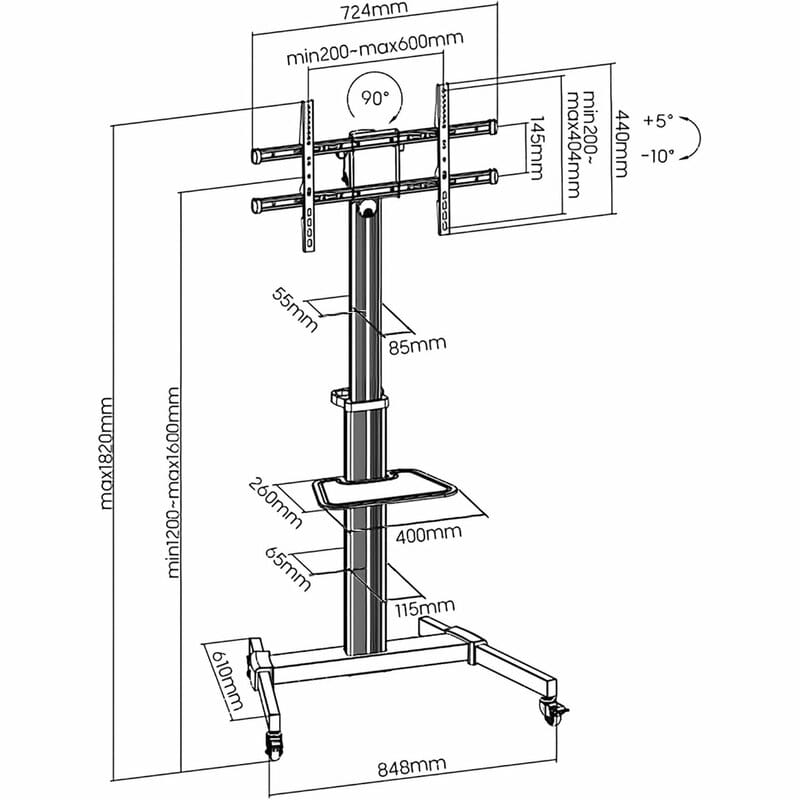 Підлогова стійка OfficePro TVS455 (VESA600х400)