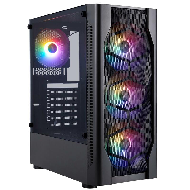 Корпус 1stPlayer D4-BK-4F1 Black без БП