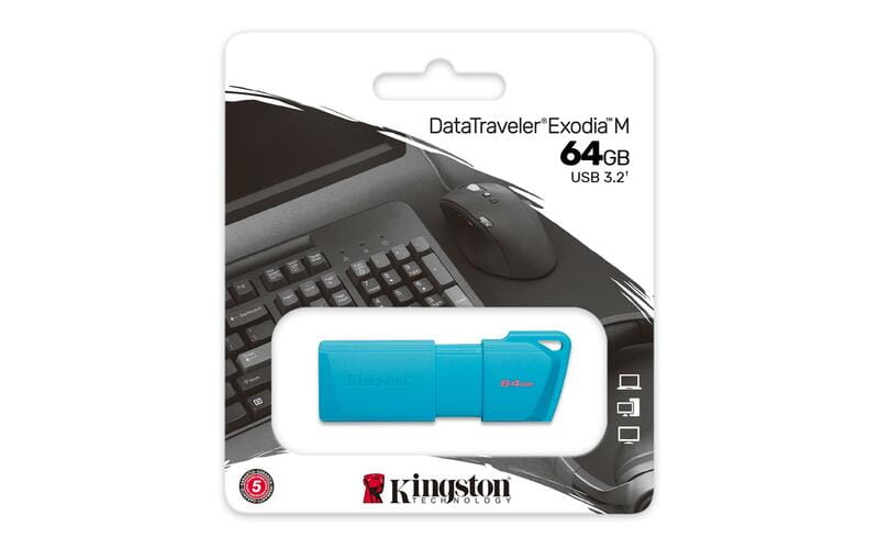 Флеш-накопичувач USB3.2  64GB Kingston DataTraveler Exodia M Aqua Blue (KC-U2L64-7LB)