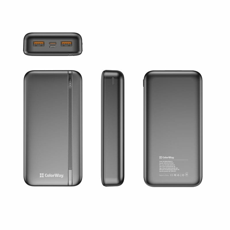 Универсальная мобильная батарея ColorWay Portable Charger 20000mAh Black (CW-PB200LPB4BK-PD)