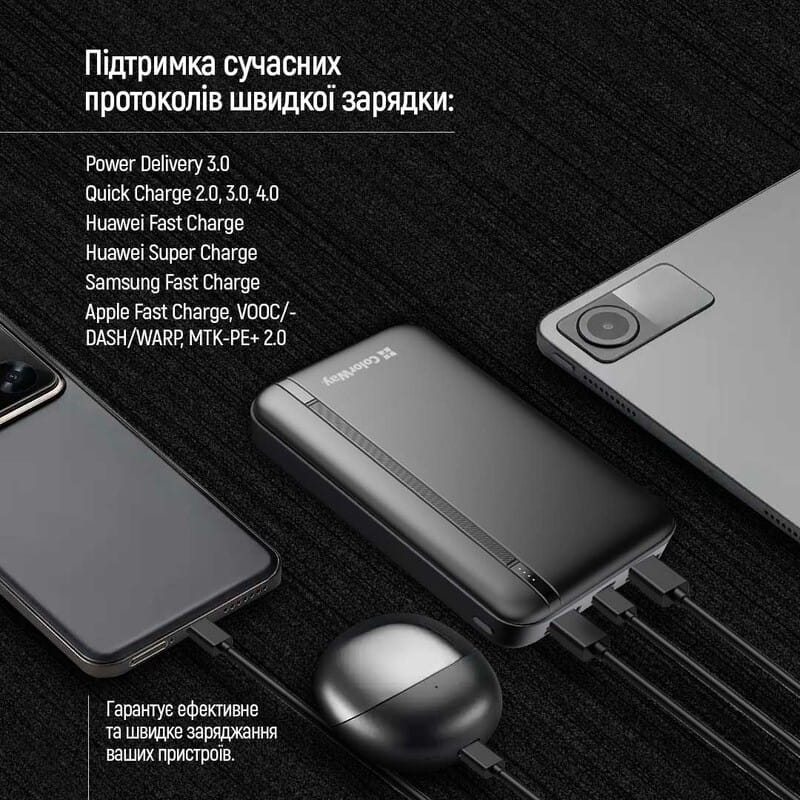 Универсальная мобильная батарея ColorWay Portable Charger 20000mAh Black (CW-PB200LPB4BK-PD)