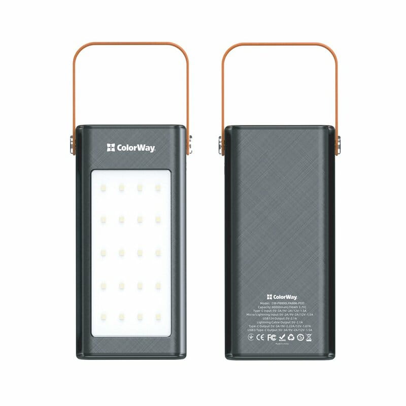 Универсальная мобильная батарея ColorWay LCD/Lamp 80000mAh Black (CW-PB800LPA8BK-PDD)