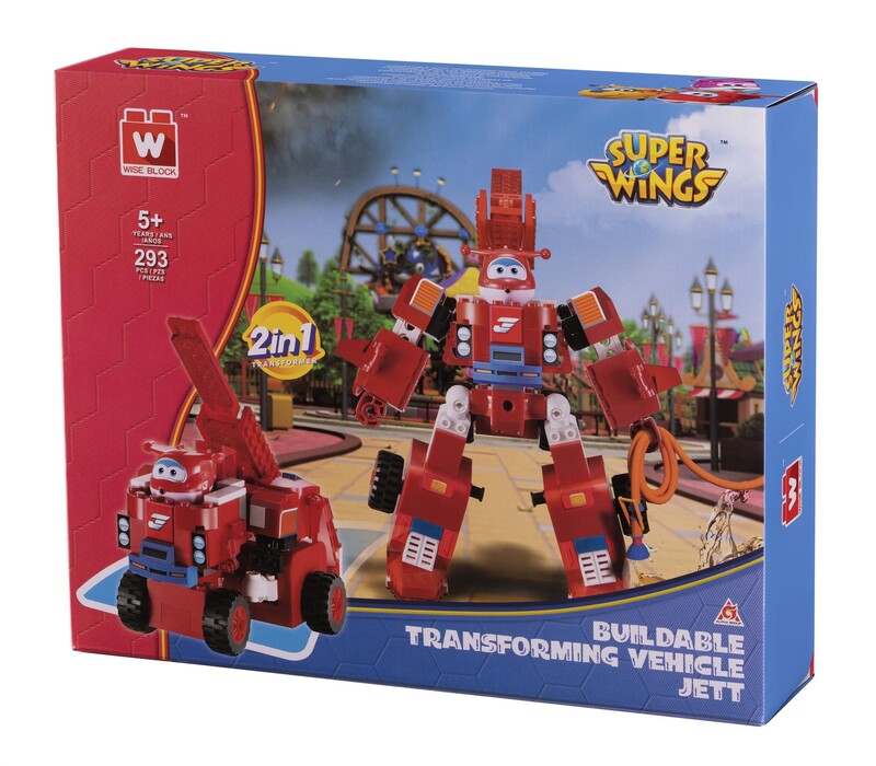 Конструктор-трансформер Super Wings Small Blocks 2-in-1 Buildable Transforming Vehicle Jett (EU385005)