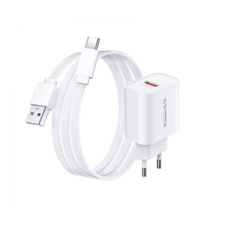 Сетевое зарядное устройство Remax Kiddy Series 18W White (1USB 2.1 А) + кабель USB Type-C