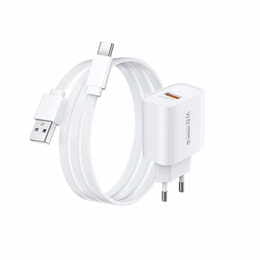 Мережевий зарядний пристрій Remax Kiddy Series 18W White (1USB 2.1 А) + кабель USB Type-C