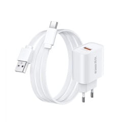 Мережевий зарядний пристрій Remax Kiddy Series 18W White (1USB 2.1 А) + кабель USB Type-C