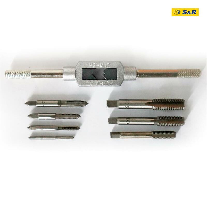 Набор метчиков S&R Tempo 8шт: M3 - M12, держатель для метчиков М3-М12 (111401008)