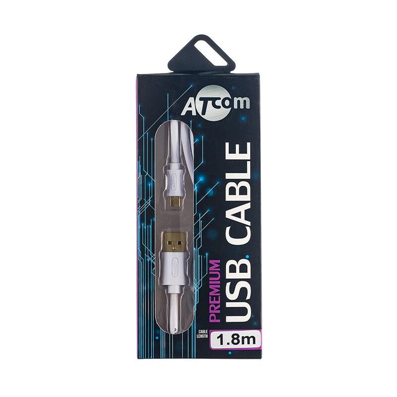 Кабель Atcom (16122) USB 2.0 AM/microUSB, 1.8м, белый