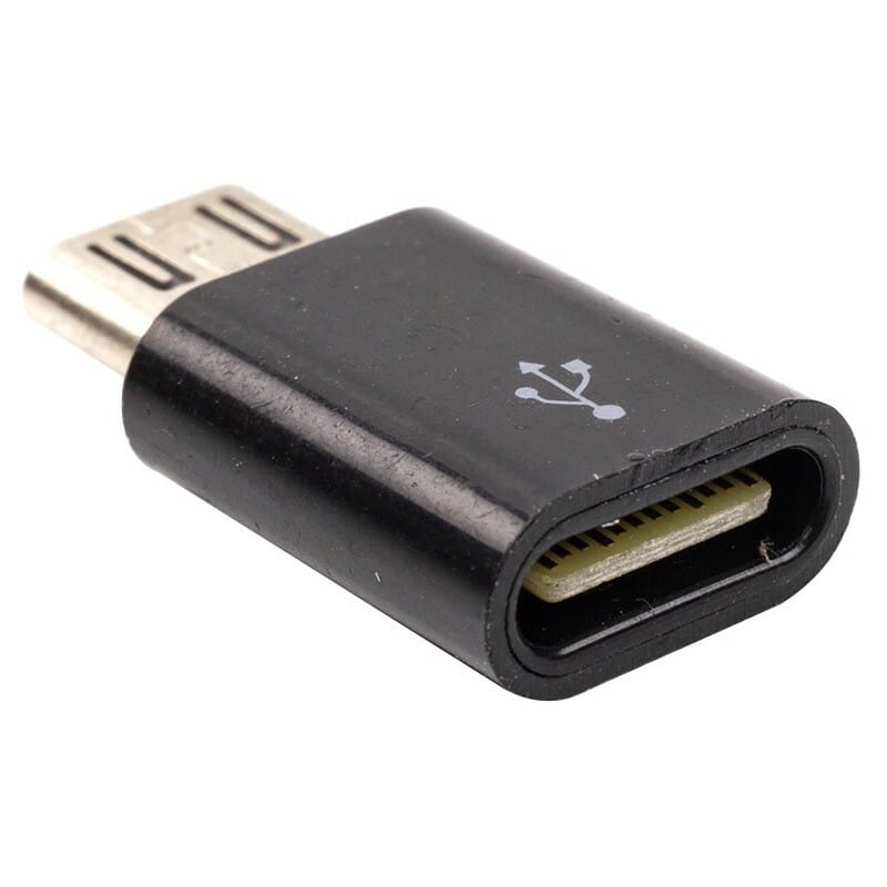 Адаптер PowerPlant USB Type-C - microUSB (F/M) Black (CA913145)