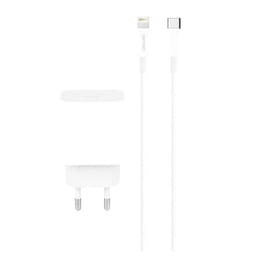 Сетевое зарядное устройство Denmen DC06 (1USB 3.6A) PD20W+QC3.0 White (DM-DC06L-WH) + кабель Lightning