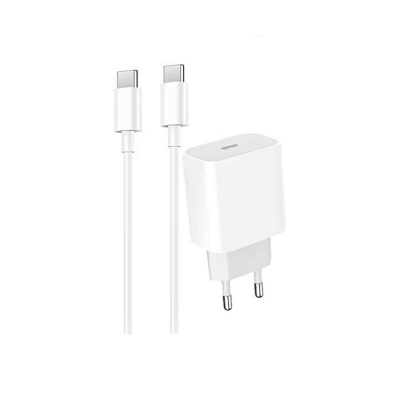 Мережевий зарядний пристрій Denmen DC06 (1USB 3.6A) PD20W+QC3.0 White (DM-DC06T-WH) + кабель USB Type-C