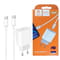 Фото - Мережевий зарядний пристрій Denmen DC06 (1USB 3.6A) PD20W+QC3.0 White (DM-DC06T-WH) + кабель USB Type-C | click.ua