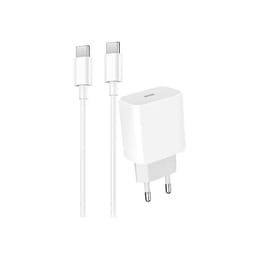 Сетевое зарядное устройство Denmen DC06 (1USB 3.6A) PD20W+QC3.0 White (DM-DC06T-WH) + кабель USB Type-C