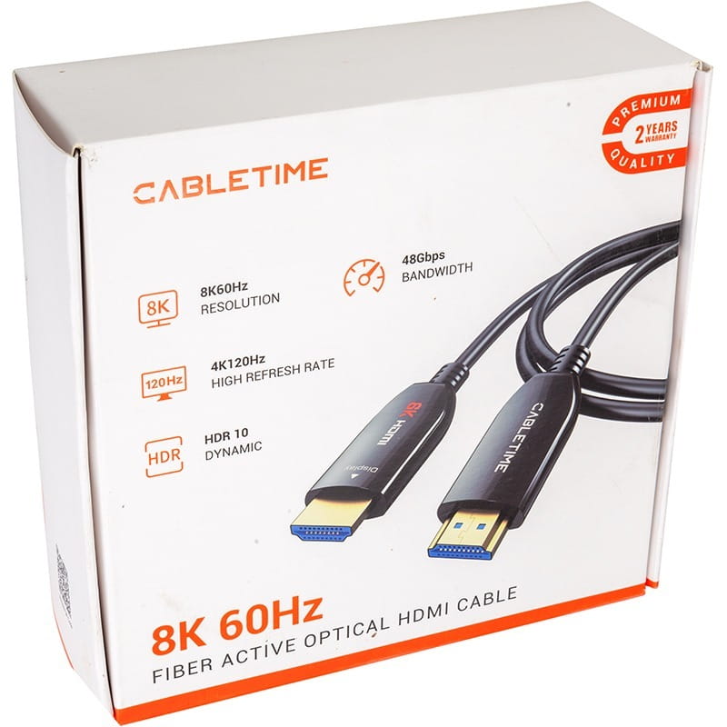 Кабель Cabletime HDMI - HDMI 2.1V (M/M), AOC, 8K, 60Hz, 48Gbps, 20 м (CA914043)