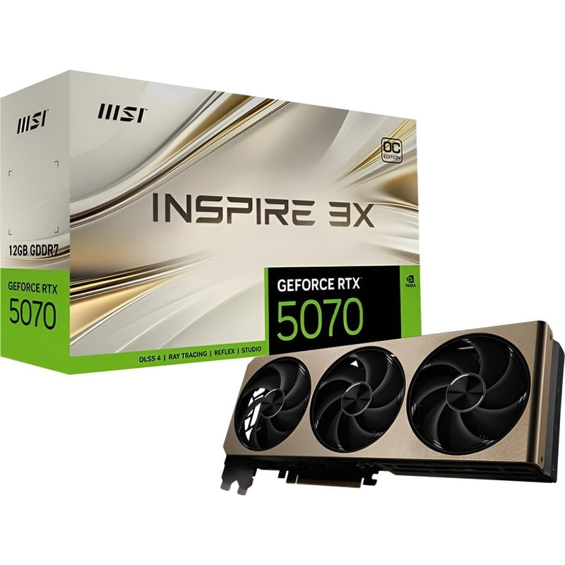 Видеокарта GF RTX 5070 12GB GDDR7 Inspire 3X OC MSI (GeForce RTX 5070 12G INSPIRE 3X OC)