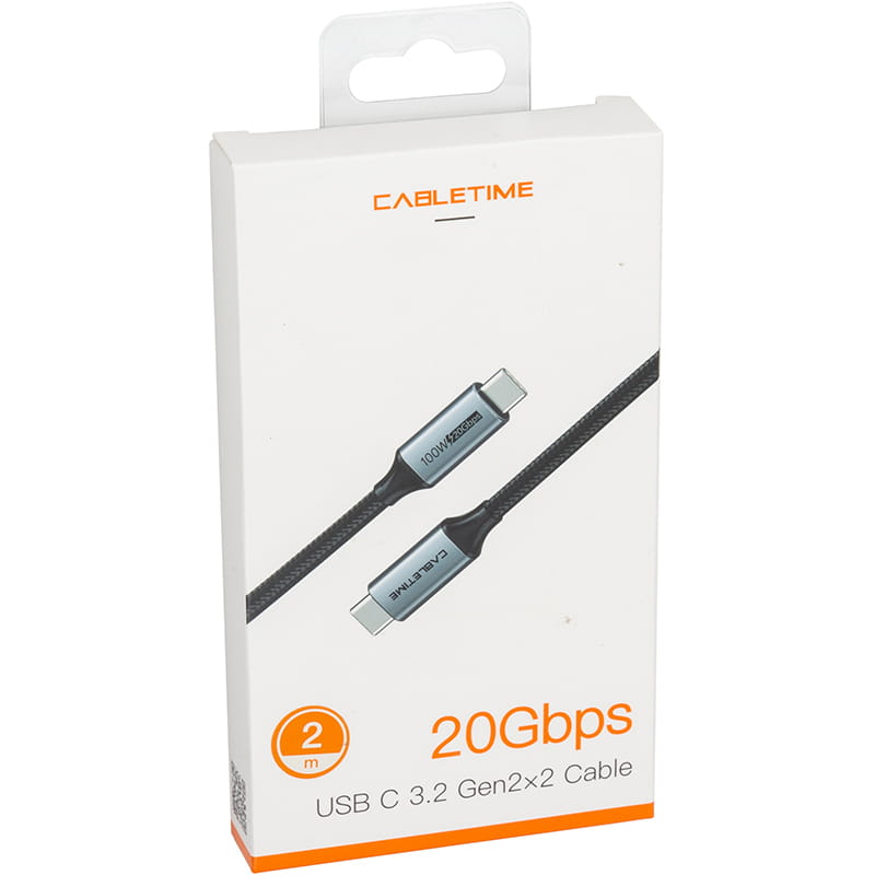 Кабель Cabletime USB Type-C - USB Type-C (M/M) PD 100W, 2м, Black (CA914234)