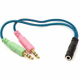 Переходник PowerPlant 3.5 мм 4pin - 2x3.5 мм 3pin (F/M), 0.22 м (CA913084)