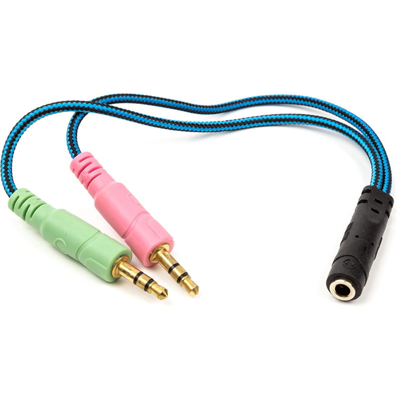 Переходник PowerPlant 3.5 мм 4pin - 2x3.5 мм 3pin (F/M), 0.22 м (CA913084)