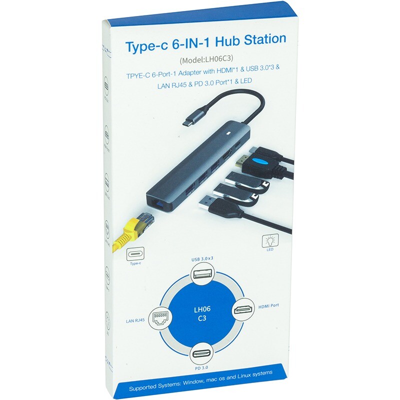 USB-хаб Blueendless USB Type-C 6-в-1 (CA913909)