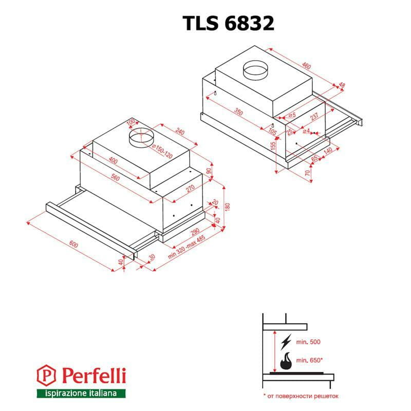 Вытяжка Perfelli TLS 6832 BL LED