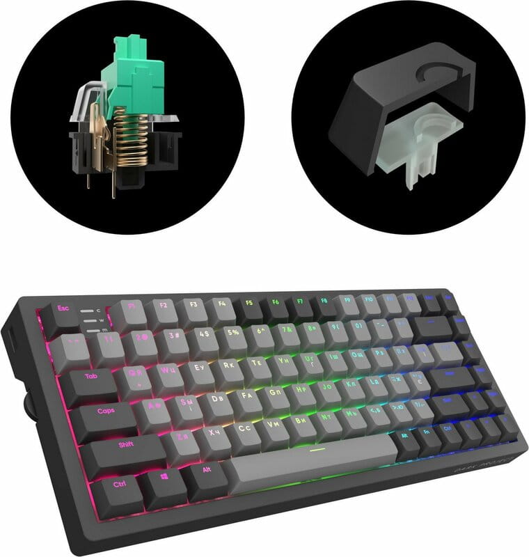 Клавиатура Dark Project KD83A Gateron Cap Teal Black/Grey (KB-GCT-871-100004)