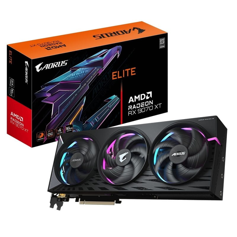 Видеокарта AMD Radeon RX 9070 XT 16GB GDDR6 Aorus Elite Gigabyte (GV-R9070XTAORUS E-16GD)