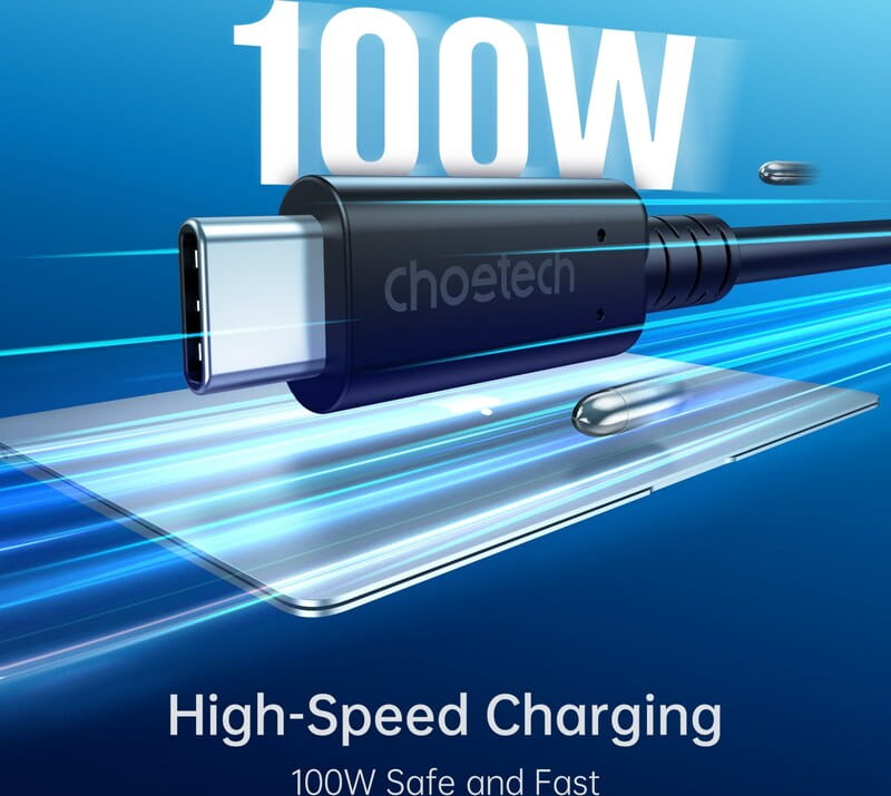 Кабель Choetech USB Type-C - USB Type-C (M/M) PD 100W, 0.8м, 40Gbps Black (XCC-1028)