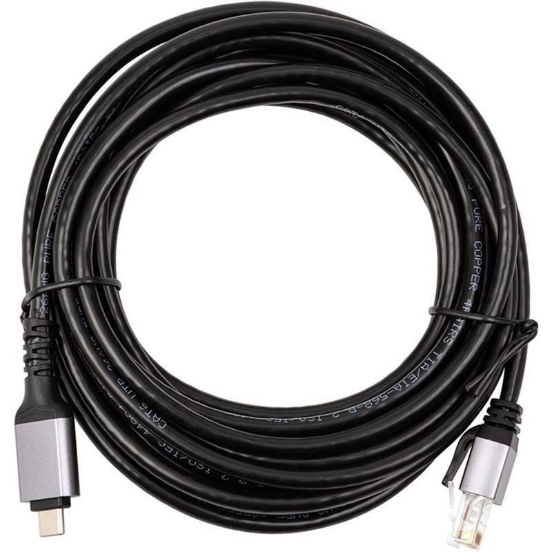 Кабель PowerPlant USB Type-C - RJ45 (M/М) 5м Black (CA914944)