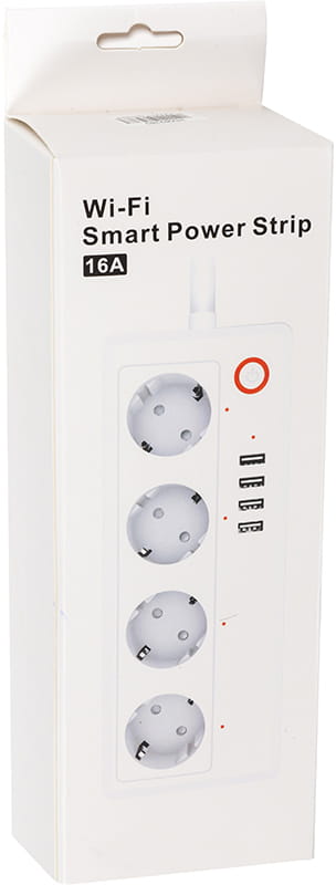 Фільтр живлення Tuya 4 розетки, 4 USB, 1.8 м, з вимикачем, White (HS082383)