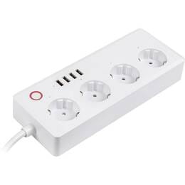 Купити Фільтр живлення Tuya 4 розетки, 4 USB, 1.8 м, з вимикачем, White (HS082383) Фільтр живлення Tuya 4 розетки, 4 USB, 1.8 м, з вимикачем, White (HS082383)