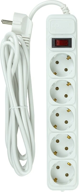 Фільтр живлення PowerPlant JY-1056/3B 5 розеток, 3м, 100% мідь, White (EX610570)