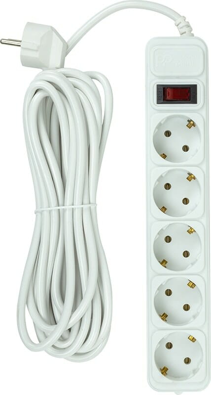 Фильтр питания PowerPlant JY-1056/5B 5 розеток, 5м 100% медь, White (EX610587)