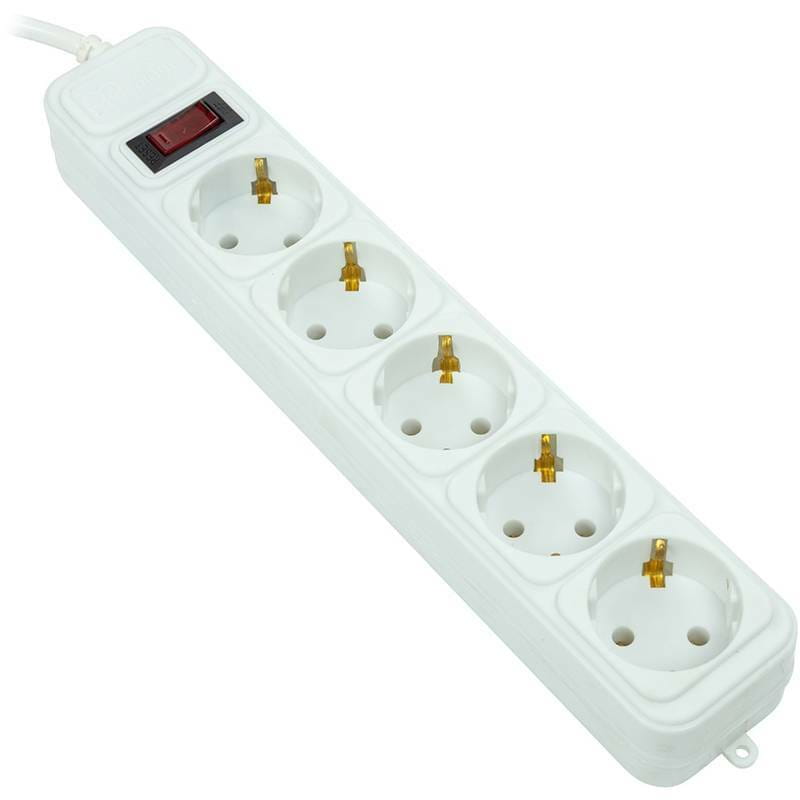 Фильтр питания PowerPlant JY-1056/5B 5 розеток, 5м 100% медь, White (EX610587)