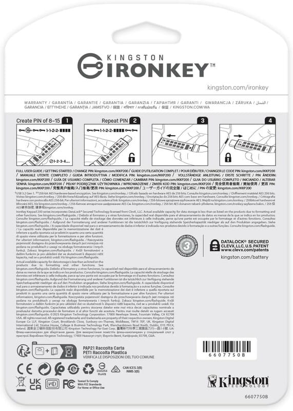 Флеш-накопитель USB3.2 128GB Kingston IronKey Keypad 200 Type-C Blue (IKKP200C/128GB)